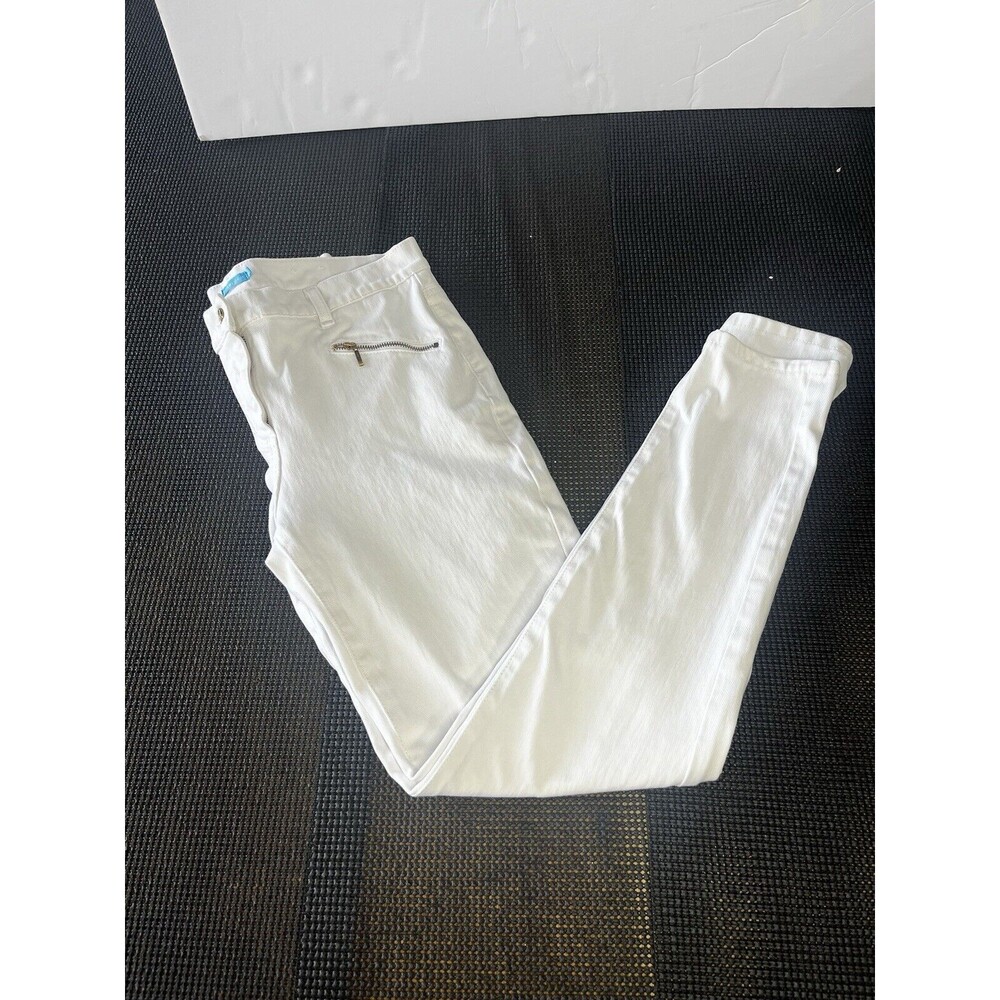 J. McLaughlin Womens White Zipper Moto Pants Jeans Casual Size 6 Skinny Leg